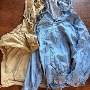 American Eagle Outfitters Light Blue and Tan Hooded Jackets